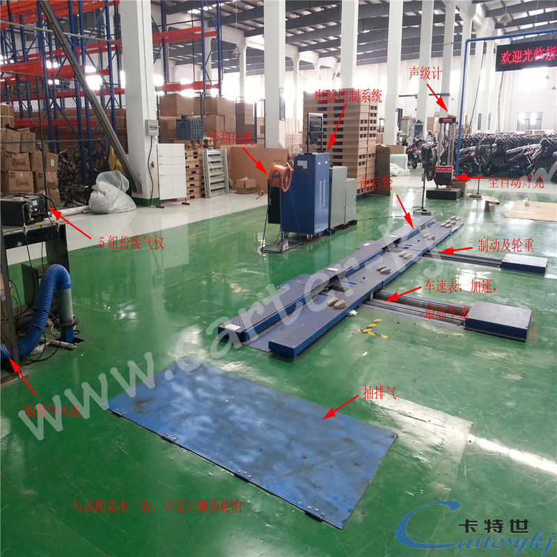 خط اختبار دراجة نارية بمحرك بقوة 10 كيلو واط لاختبار دقيق لسرعة الفرامل والحمل