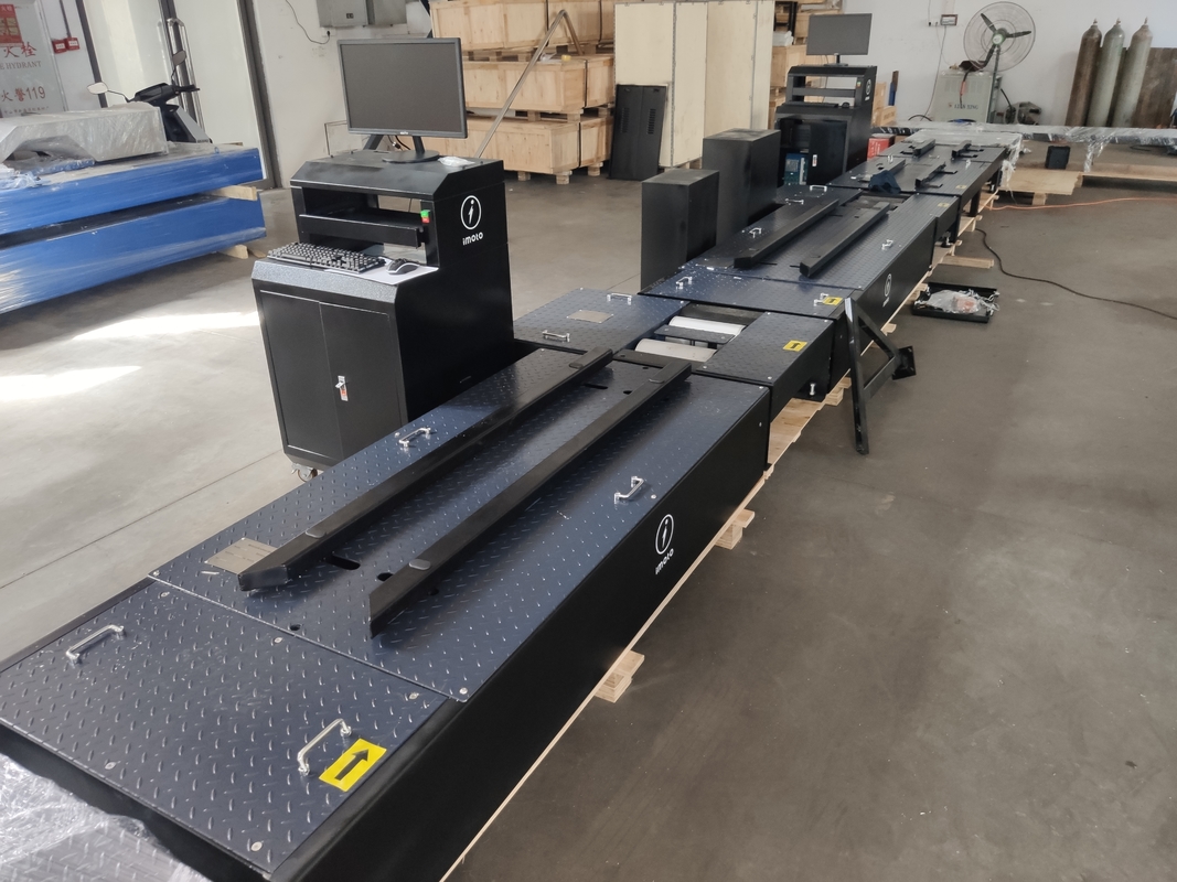 خط اختبار الدراجات النارية ذات العجلتين، قوة الفرملة، حمل المحور، عداد السرعة، المشابك، محاذاة العجلات، جهاز اختبار المصابيح الأمامية