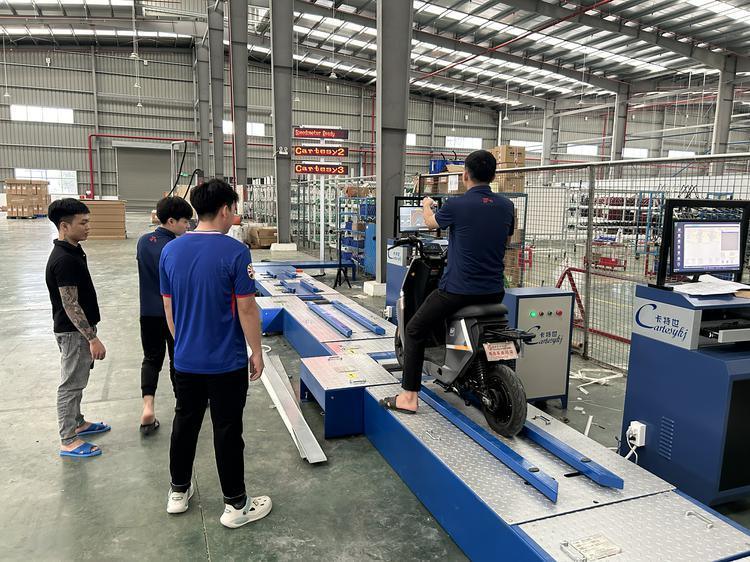 Cartesykj deliver to VN 2-wheeled Motorcycles Centralized Testing Line Include Brake Force Axle Load Speedometer Clamping Wheel Alignment Headlight Tester Noise Meter
